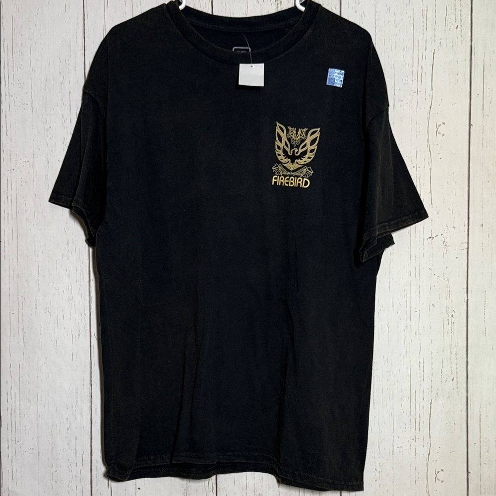 NWT Acid Wash Black GM Firebird Car Casual Streetwear Short Sleeve Tee Size XL